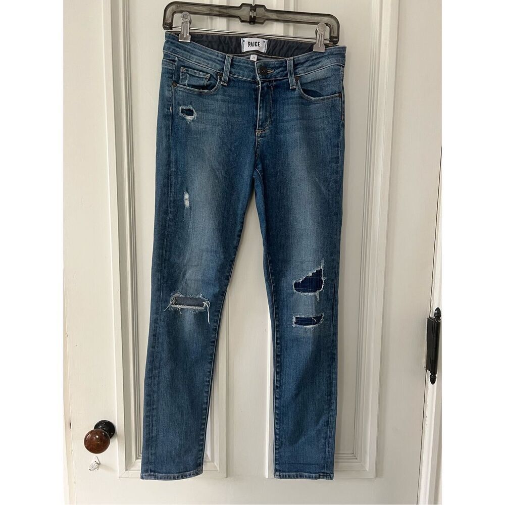 Paige skyline ankle peg distressed skinny jeans 27